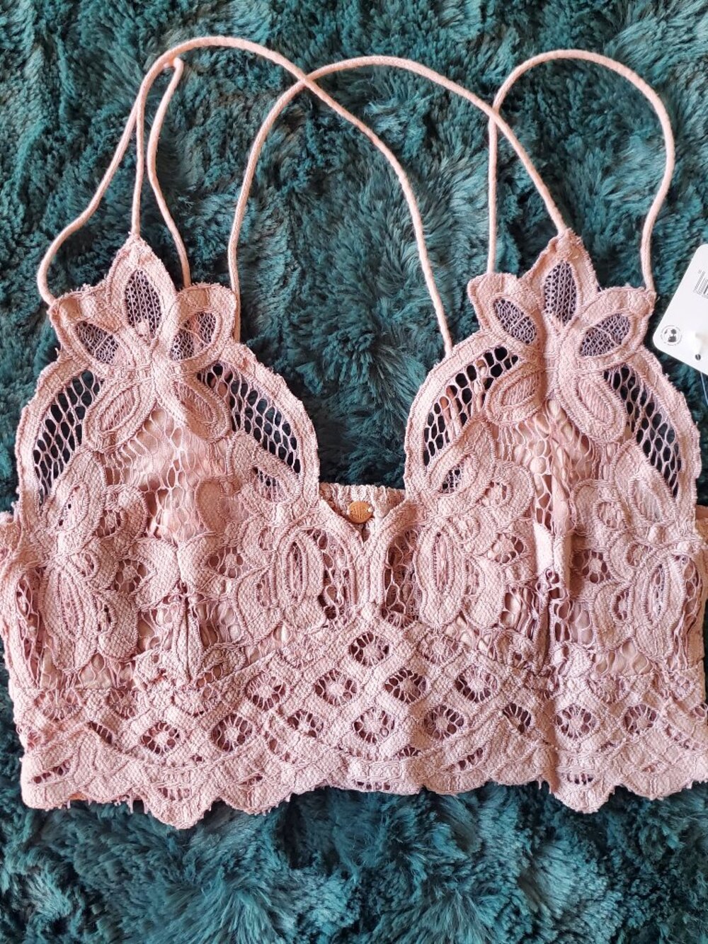 Free People Intimately * FP Adella Longline Bralette * Dusty Pink "La fluer"